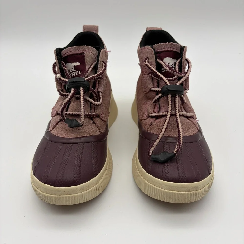 Sorel Kids Out N About Classic Waterproof Boots Dark Plum Mauve NY5169-627 Sz 2